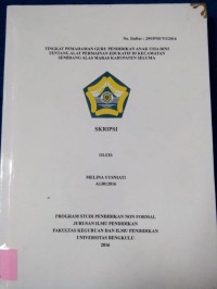 TINGKAT PEMEAHAMN GURU PENDIDIKAN ANAK USIA DINI TENTANG ALAT PERMAINAN EDUKATIF DI KECAMATAN SEMIDANG ALAS MARAS KABUPATEN SELUMA
