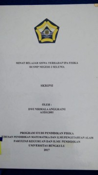 MINAT BELAJAR SISWA TERHADAP IPA FISIKA DI SMPN 2 SELUMA