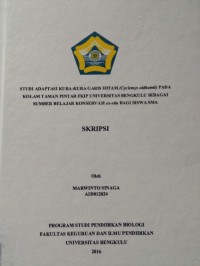 STUDI ADAPTASI KURA-KURA GARIS HITAM (CYCLEMYS OLDHAMII) PADA KOLAM TAMAN PINTAR FKIP UNIVERSITAS BENGKULU SEBAGAI SUMBER BELAJAR KONSERVASI EX-SITU BAGI SISWA SMA
