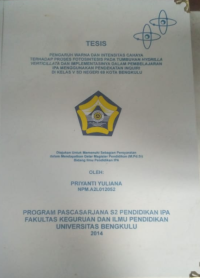 PENGARUH WARNA DAN INTESITAS CAHAYA TERHADAP PROSES FOTOSINTESIS PADA TUMBUHAN HYDRILLA VERTICILLATA DAN IMPLEMENTASINYA PADA PEMBALAJARAN IPA MENGUNAKAN PENDEKATAN INQUIRY DI KELAS V SDN 69 KOTA BENGKULU