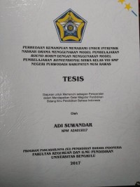 PERBEDAAN KEMAMPUAN MEMAHAMI UNSUR INTRINSIK NASKAH DRAMA MENGGUNAKAN MODEL PEMBELAJARAN ROUND ROBIN DENGAN MENGGUNAKAN MODEL PEMBELAJARAN KONVENSIONAL SISWA KELAS VIII SMP NEGERI PURWODADI KABUPATEN MUSI RAWAS