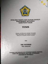 ANALISIS MAKNA DAN FUNGSI PANTUN MASYARAKAT BINTUHAN KABUPATEN KAUR
