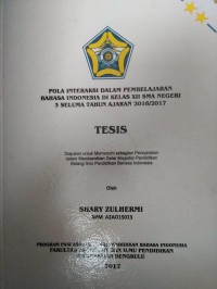 POLA INTERAKSI DALAM PEMBELAJARAN BAHASA INDONESIA DE KELAS XII SMA NEGERI 3 SELUMA TAHUN AJARAN 2016/2017