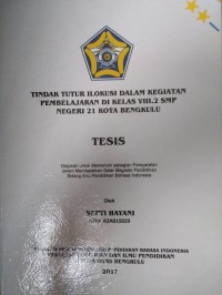 TINDAK TUTUR ILOKUSI DALAM KEGIATAN PEMBELAJARAN DI KELAS VIII.2 SMP NEGERI 21 KOTA BENGKULU