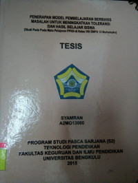 PENERAPAN MODEL PEMBELAJARAN BERBASIS MASALAH UNTUK MENINGKATKAN TOLERANSI DAN HASIL BELAJAR SISWA
