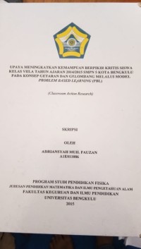 UPAYA MENINGKATKAN KETERAMPILAN PROSES SISWA KELAS VIII 4 SMPN 4 KOTA BENGKULU MELALUI PEMBELAJARAN BIOLOGI BERMODEL SIKLUS BELAJAR 5E