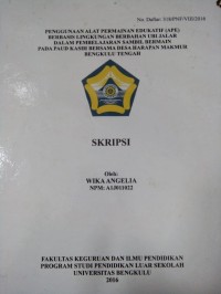 PENGGUNAAN ALAT PERMAINAN EDUKATIF (APE) BERBASIS LINGKUNGAN BERBAHAN UBI JALAR DALAM PEMBELAJARAN SAMBIL BERMAIN PADA PAUD KASIH BERSAMA DESA HARAPAN MAKMUR BENGKULU TENGAH