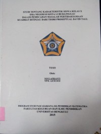 STUDI TENTANG KARAKTERISTIK SISWA KELAS X SMA NEGERI 03 KOTA LUBUK LINGGAU DALAM PEMECAHAN MASALAH PERTIDAKSAMAAN KUADRAT DITINJAU DARI PROSEPTUAL DAVID TALL