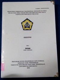 EKSISTENSI PERMAINAN TRADISIONAL EDUKTIF DI DESA SELALI DAN DESA PASAR PINO KECAMATAN PINO RAYA KABUPATEN BENGKULU SELATAN
