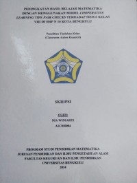 PENINGKATAN HASIL BELAJAR MATEMATIKA DENGAN MENGGUNAKAN MODEL COOPERATIVE LEARNING TIPE PAIR CHECKS TERHADAP SISWA KELAS VIII DI SMPN 10 KOTA BENGKULU