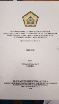 PENERAPAN PEMBELAJARAN MODEL LATIHAN INKUIRI PADA MATERI STRUKTUR DAN FUNGSI ORGAN PADA MANUSIA DAN HEWAN SEBAGAI UPAYA MENINGKATKAN KETERAMPILAN BERTANYA SISWA KELAS XI IPA 3 SMAN 4 KOTA BENGKULU