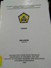 STUDENTS' DIFFICULTIES IN UNDERSTANDING ENGLISH TEACHERS' VERBAL INSTRUCTION