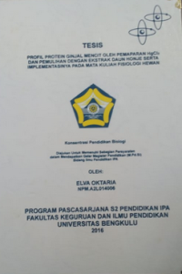 PROFIL PROTEIN GINJAL MENCIT OLEH PEMAPARAN HgCl2 DAN PEMILIHAN DENGAN EKSSTRAK DAUN ONJE SERTA IMPLEMENTSINYA PADA MATAKULIAH FISIOLOGI HEWAN