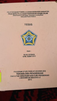 PELAKSANAAN PEMBELAJARAN BERBASIS KARAKTER PADA MATA PELAJARAN PENDIDIKAN AGAMA ISLAM