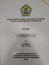 KAJIAN BENTUK, MAKNA, DAN FUNGSI PETATAH PETITIH BAHASA BASEMAH PAGAR ALAM
