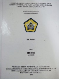 Image of PENGEMBANGAN LEMBAR KEGIATAN SISWA (LKS) TEMATIK INTEGRATIF PADA MATERI GARIS PARALEL UNTUK SEKOLAH DASAR KELAS IV