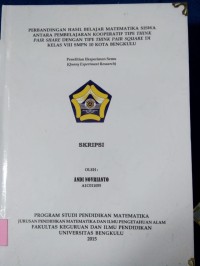 Image of PERBANDINGAN HASIL BELAJAR MATEMATIKA SISWA ANTARA PEMBELAJARAN KOOPERATIF TIPE THINK PAIR SHARE DENGAN TIPE THINK PAIR SQUARE DI KELAS VIII SMPN 10 KOTA BENGKULU